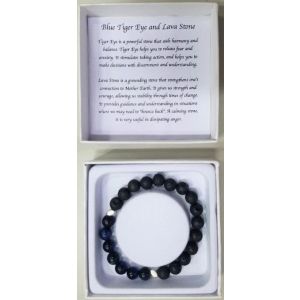 Dark Blue Tiger Eye & Lava stone bracelet