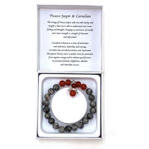 Grey Picasso Jasper & Carnelian bracelet