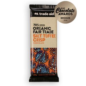 Organic 70% salt toffee crisp chocolate – 100g